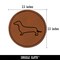 Smooth Haired Dachshund Dog Outline Round Iron-On Engraved Faux Leather Patch Applique - 2.5"